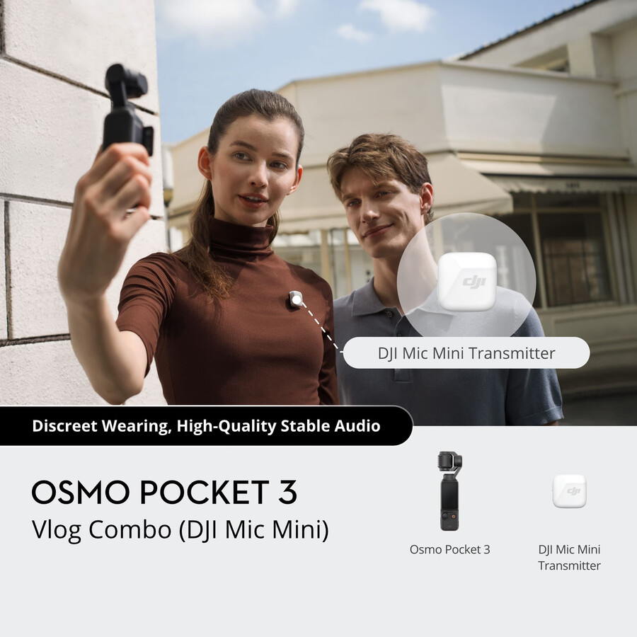 pachet vlog osmo pocket 3 - transmițător dji mic mini alb arctic