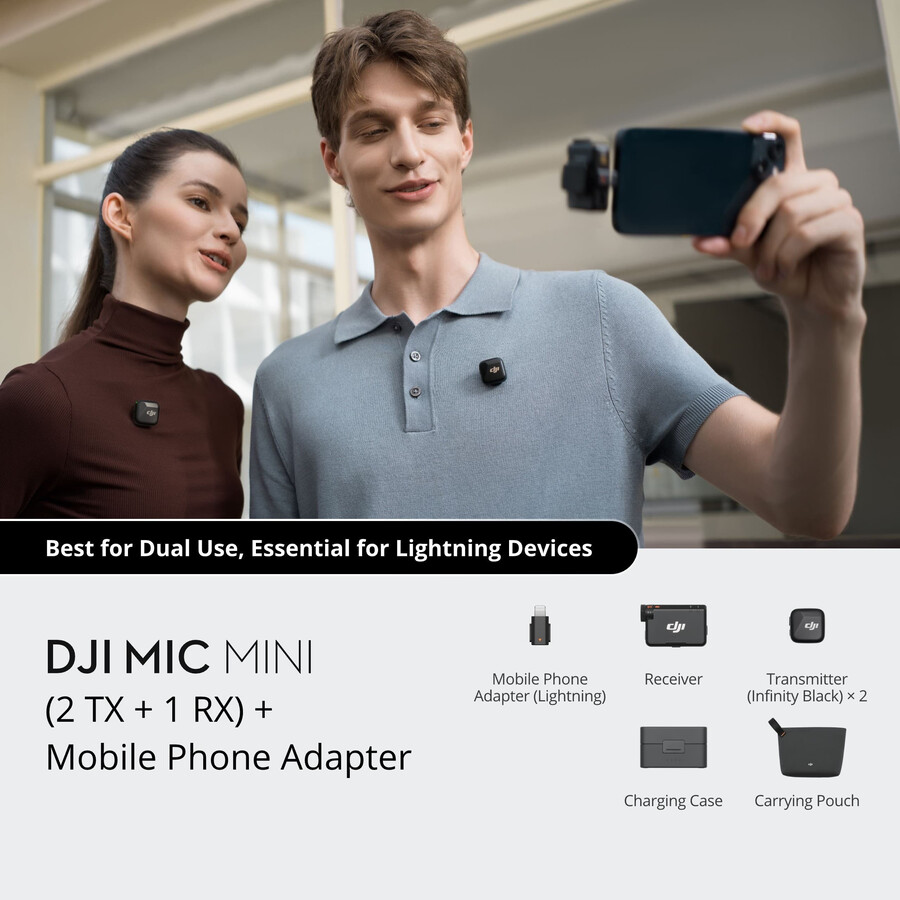 dji mic mini 2 transmisoare 1 receptor carcasă de încărcare adaptor telefon mobil lightning