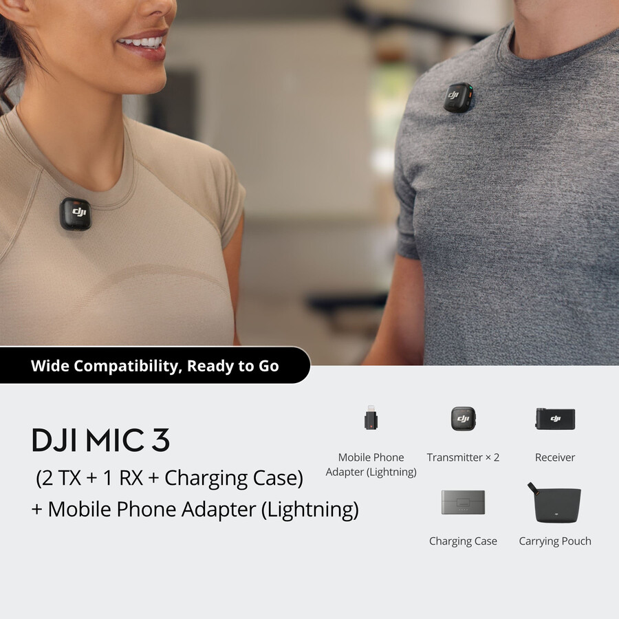 dji mic 3 2 transmisoare 1 receptor carcasă de încărcare adaptor pentru smartphone lightning